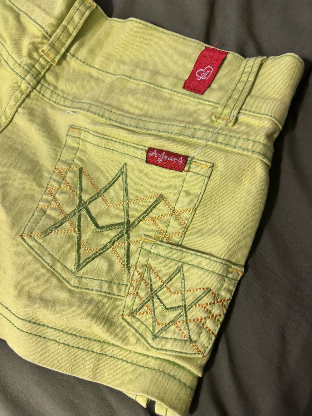 Source Unknown Lime Green Women Jean Shorts